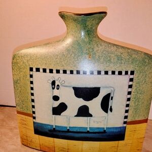 Artistic Green and Black Cow Vase